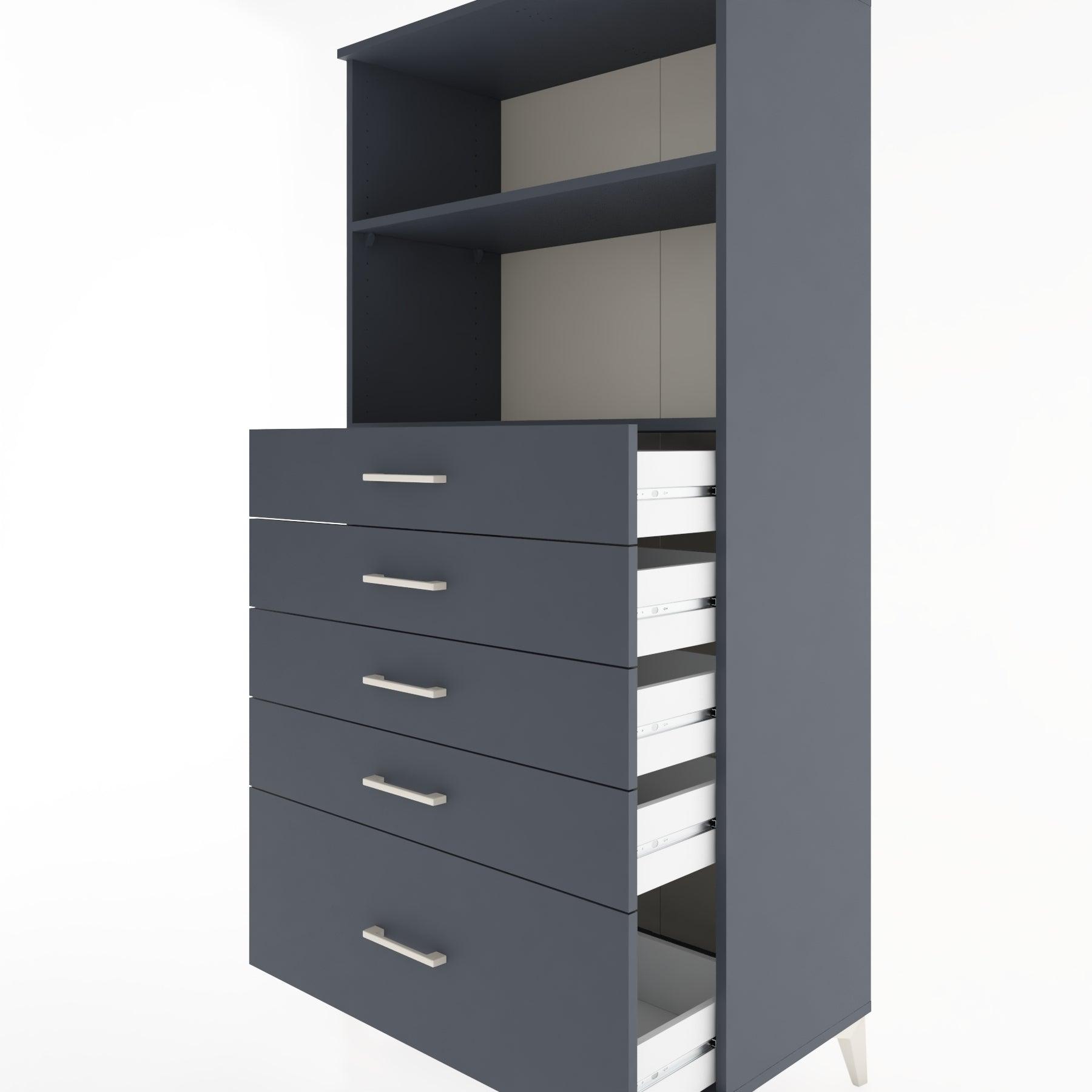 Woodntry Modular Cabinet Anthracite 88x44x170 cm with Drawers and Shelves CR40-2