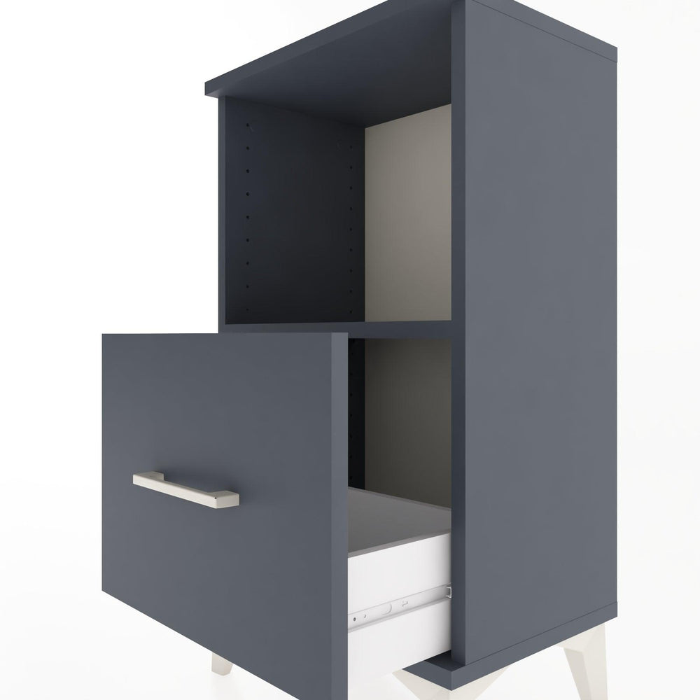 Woodntry Modüler Komodin Tek Çekmece ve Raflı V2 44x30x68 cm Antrasit - Woodntry