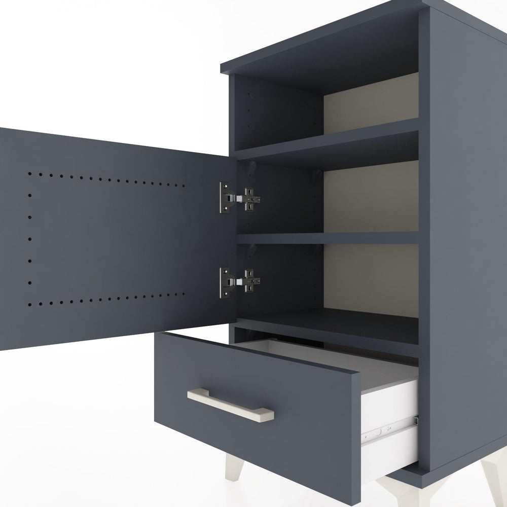 Woodntry Modüler Komodin Raf Kapak Çekmeceli 44x30x68 cm Antrasit - Woodntry