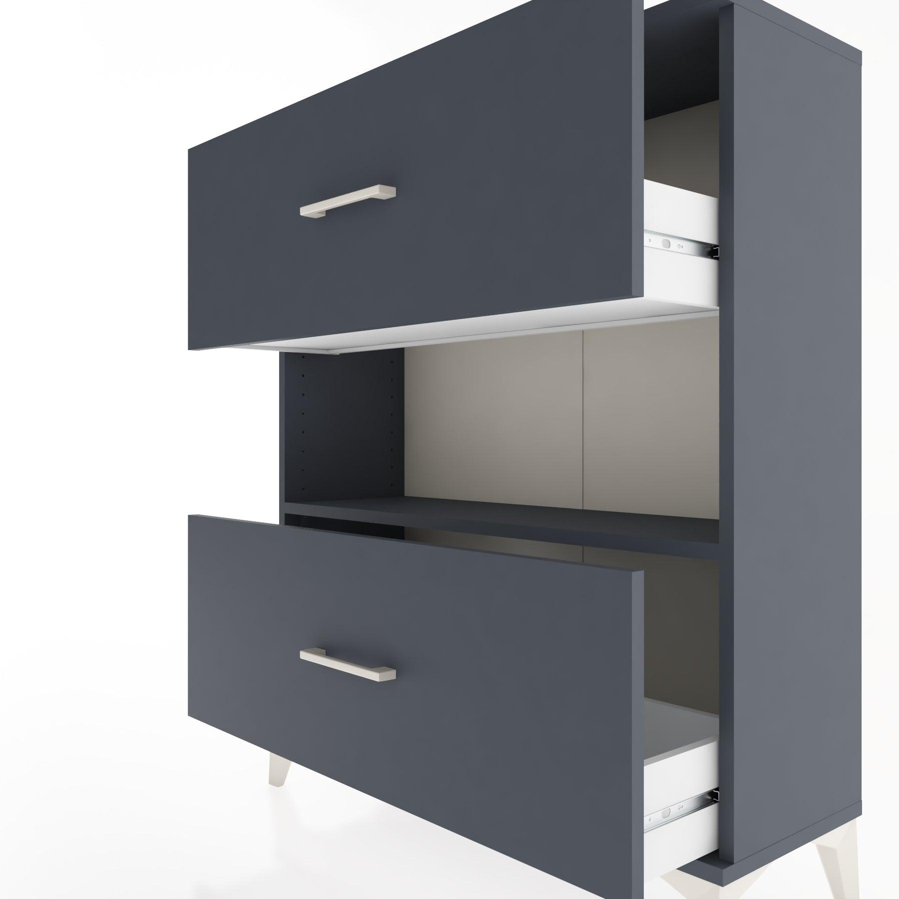 Woodntry Modüler Şifonyer Antrasit 88x30x94 cm Çekmeceli ve Raflı CR17-2