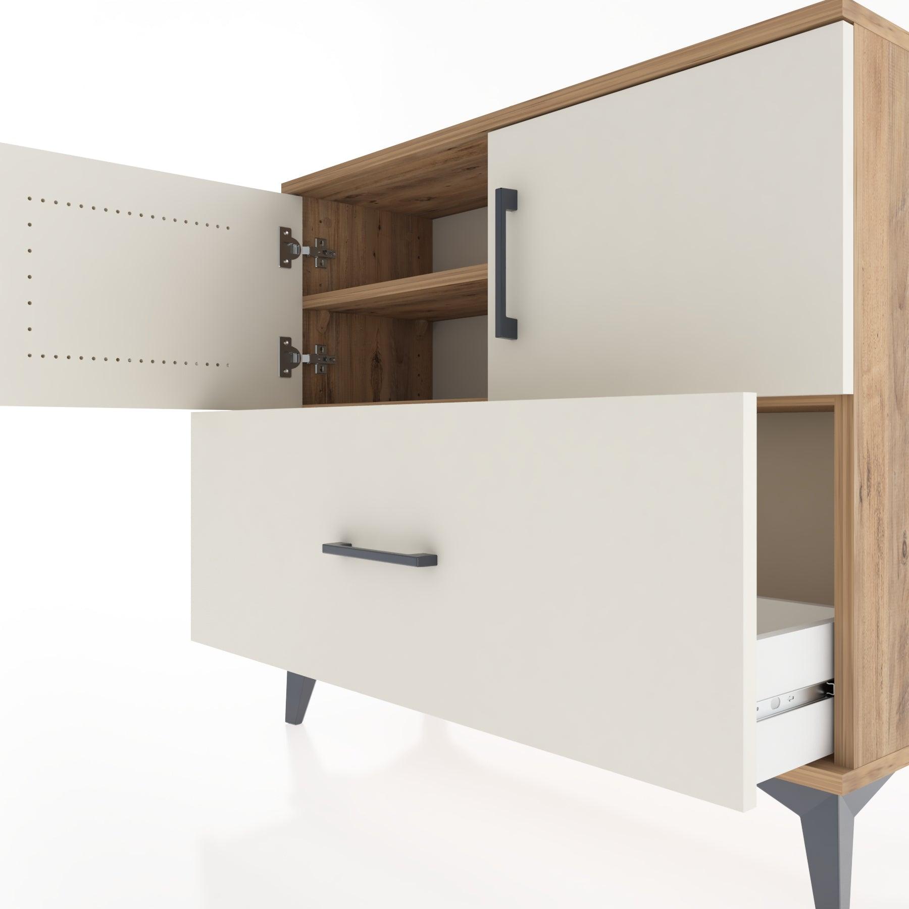 Woodntry Modüler Şifonyer Kapak ve Çekmeceli V2 88x30x68 cm Çam - Woodntry
