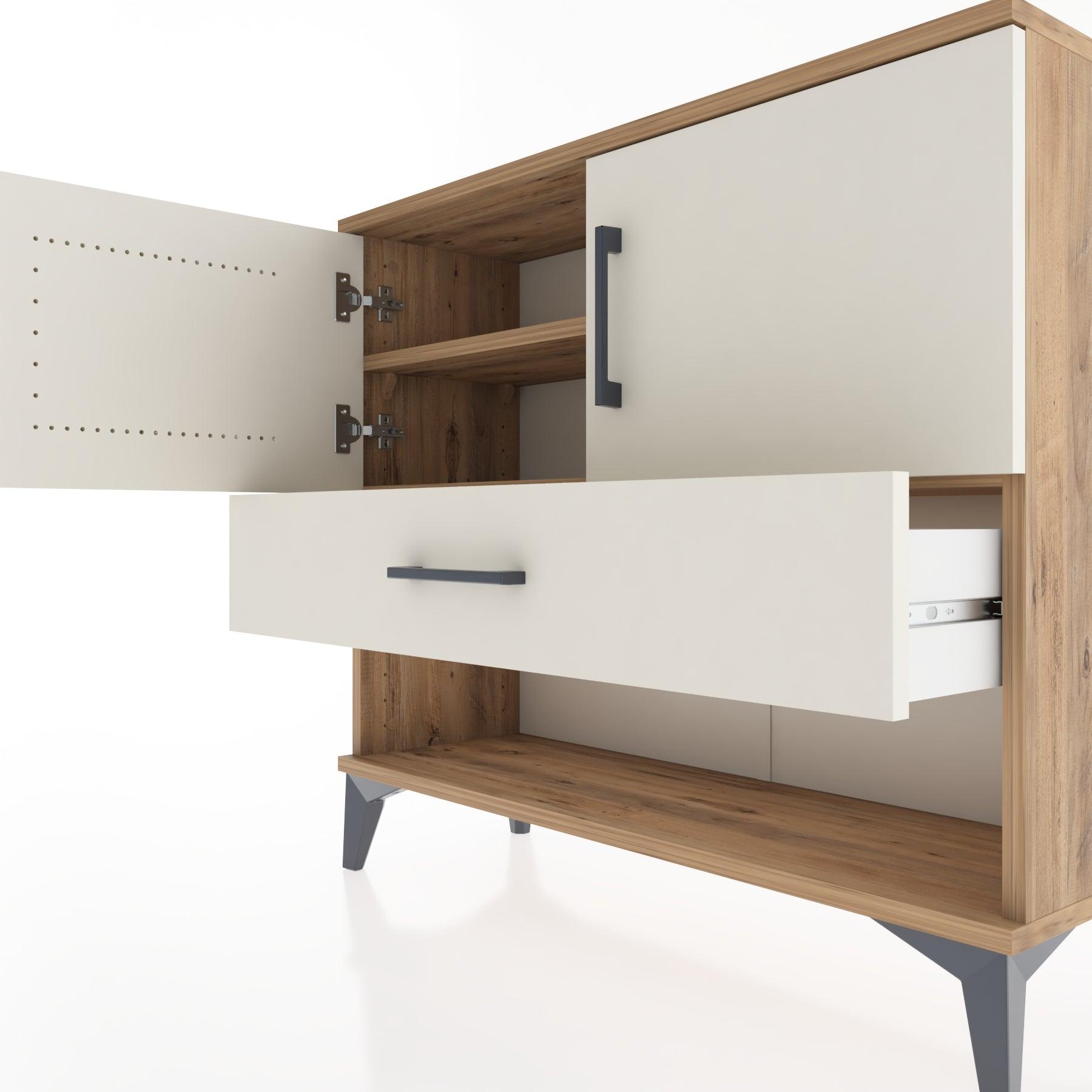 Woodntry Modüler Şifonyer Kapak ve Çekmeceli V4 88x30x68 cm Çam - Woodntry