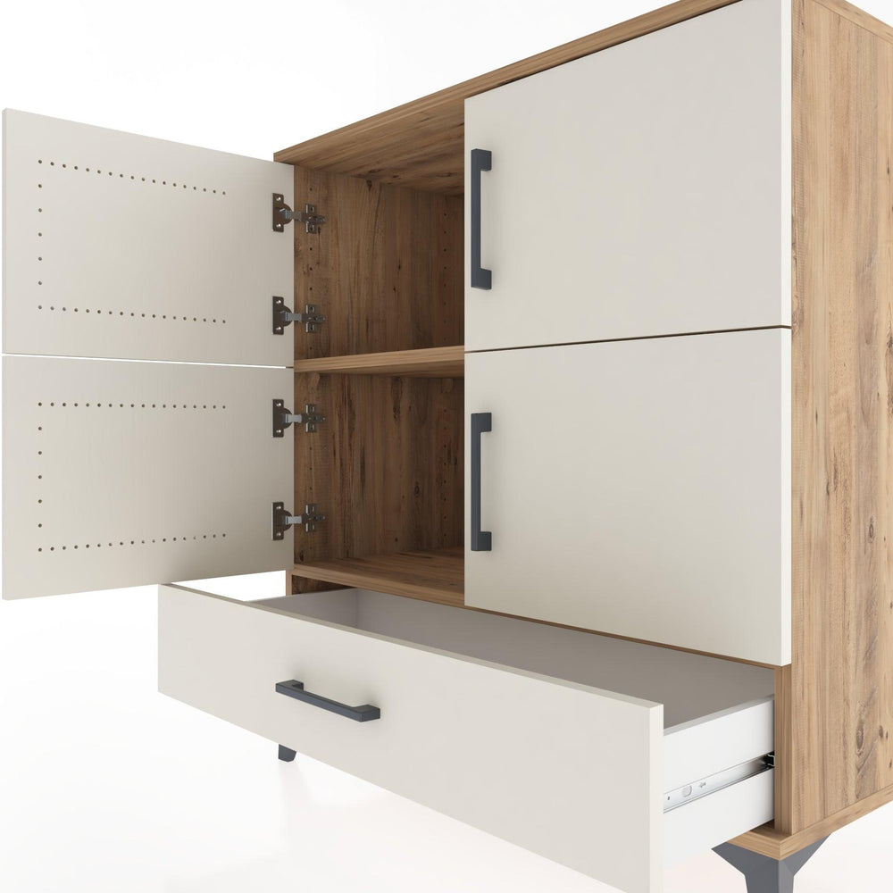 Woodntry Modüler Şifonyer Çam 88x44x84 cm Kapaklı ve Çekmeceli KC92-3