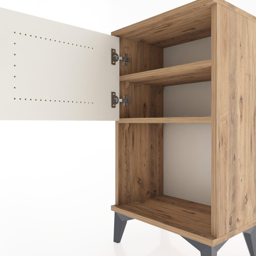 Woodntry Modüler Komodin Raf ve Tek Kapaklı V2 44x30x68 cm Çam - Woodntry