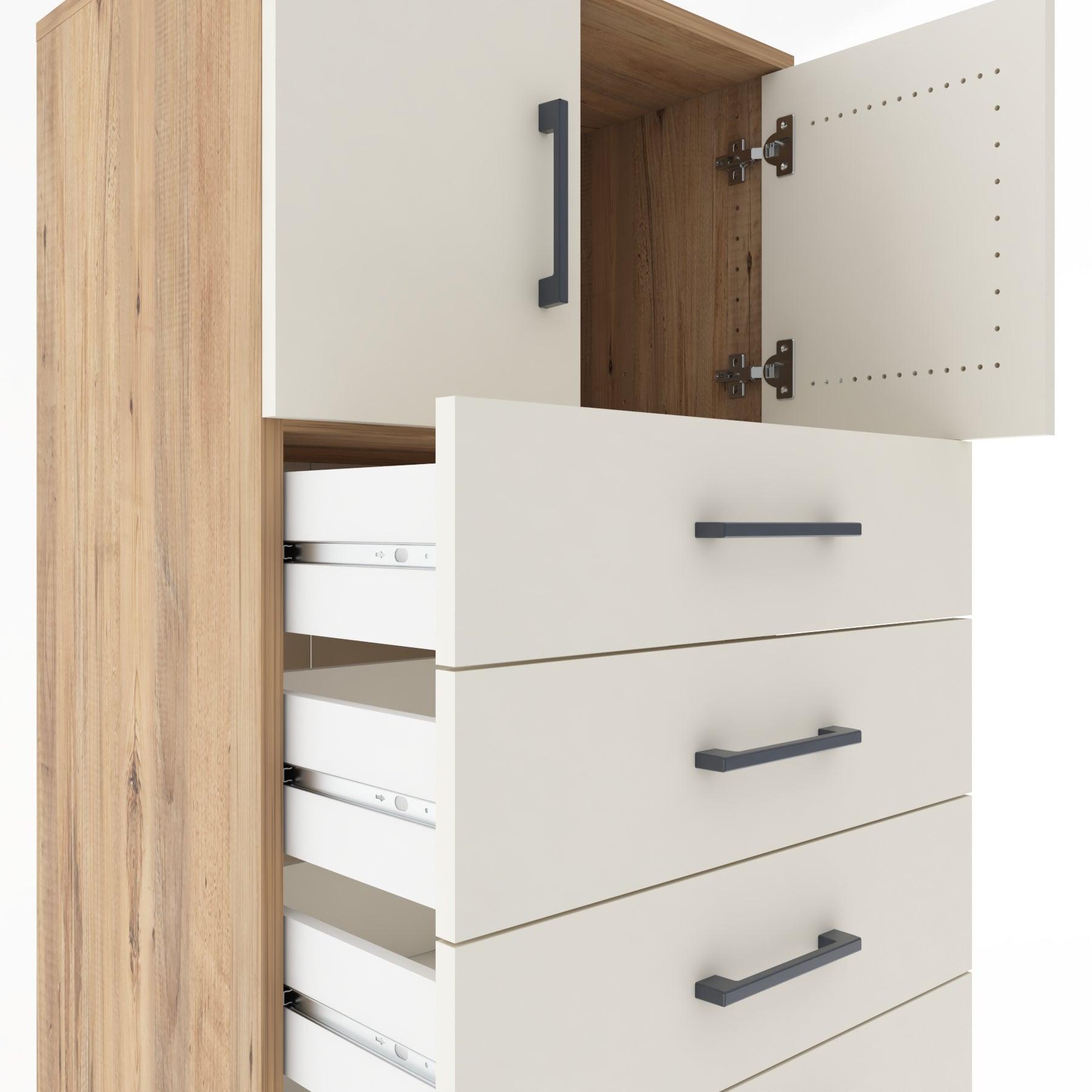 Woodntry Modüler Dolap Çam 60x44x170 cm Kapaklı ve Çekmeceli KC17-3