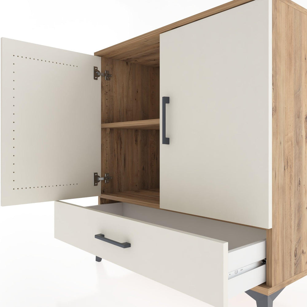 Woodntry Modüler Şifonyer Çam 88x44x84 cm Kapaklı ve Çekmeceli KC72-3