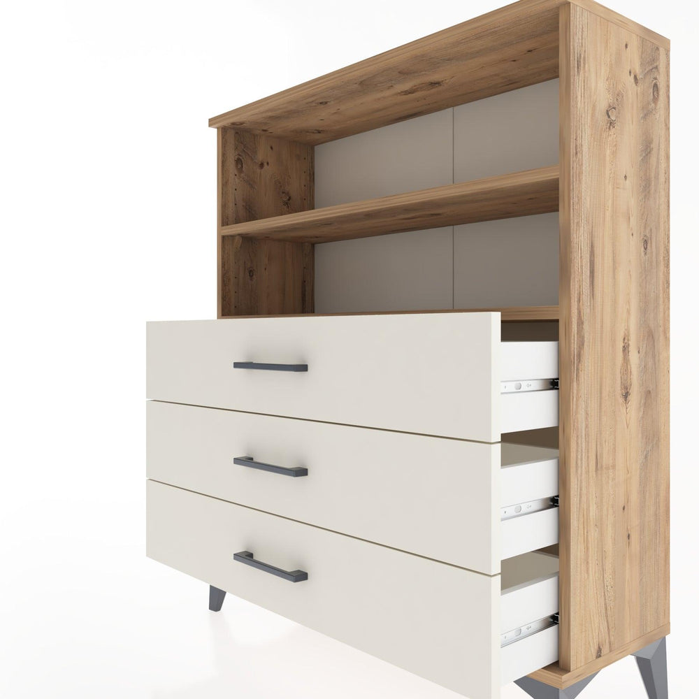 Woodntry Modüler Şifonyer Çam 88x30x94 cm Çekmeceli ve Raflı CR18-3