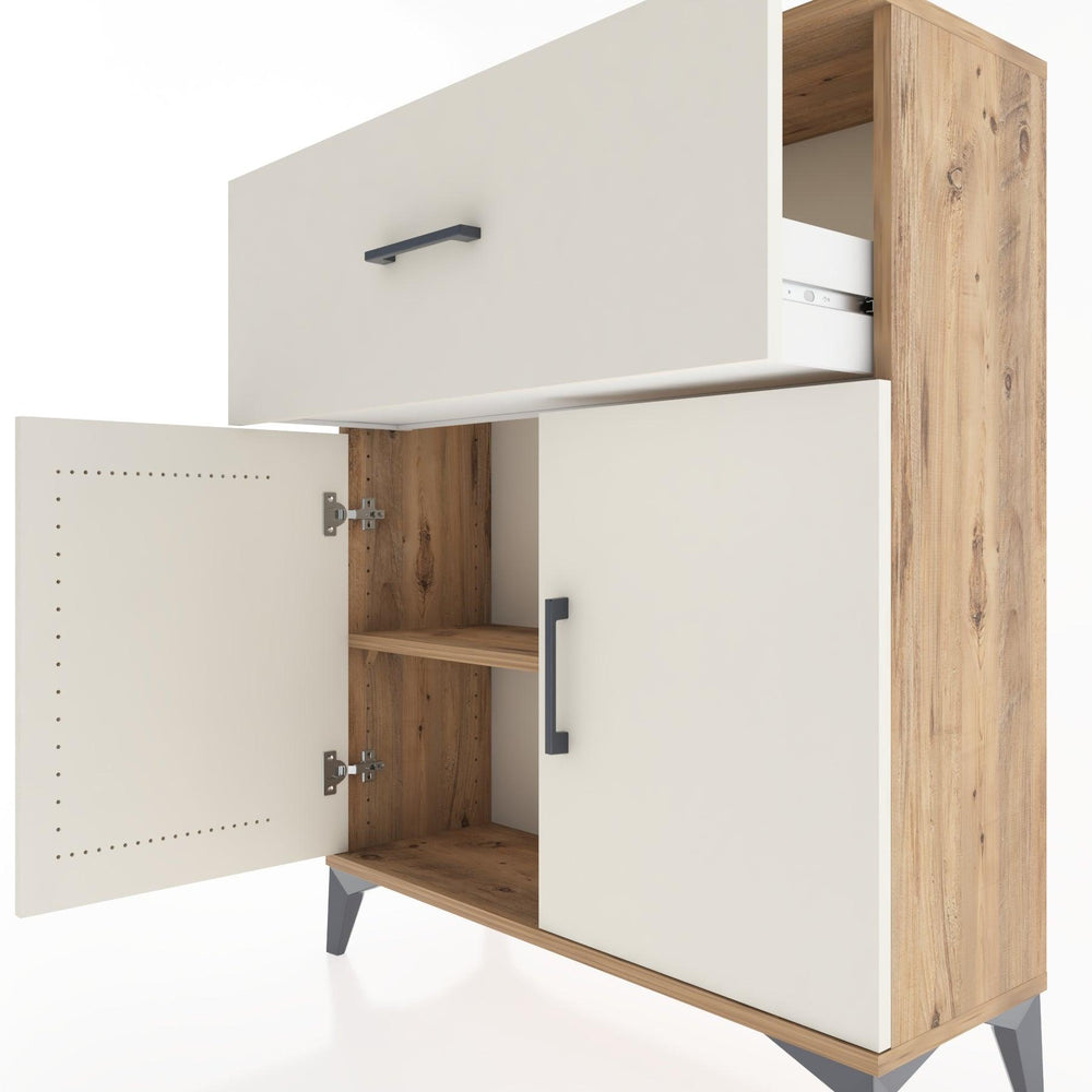 Woodntry Modüler Şifonyer Çam 88x30x94 cm Kapaklı ve Çekmeceli KC9-3