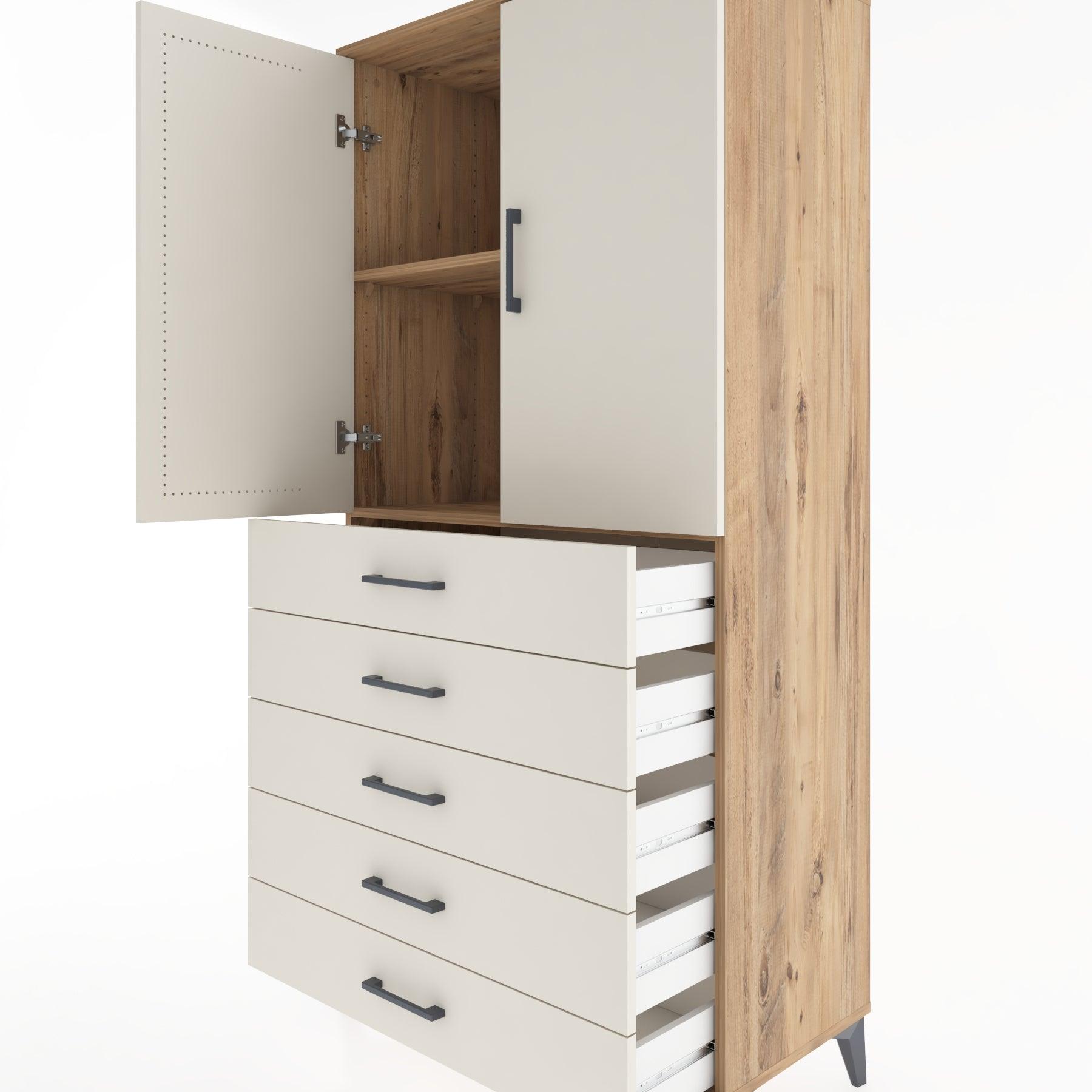 Woodntry Modular Cabinet Pine 88x44x170 cm with Doors and Drawers KC4-3