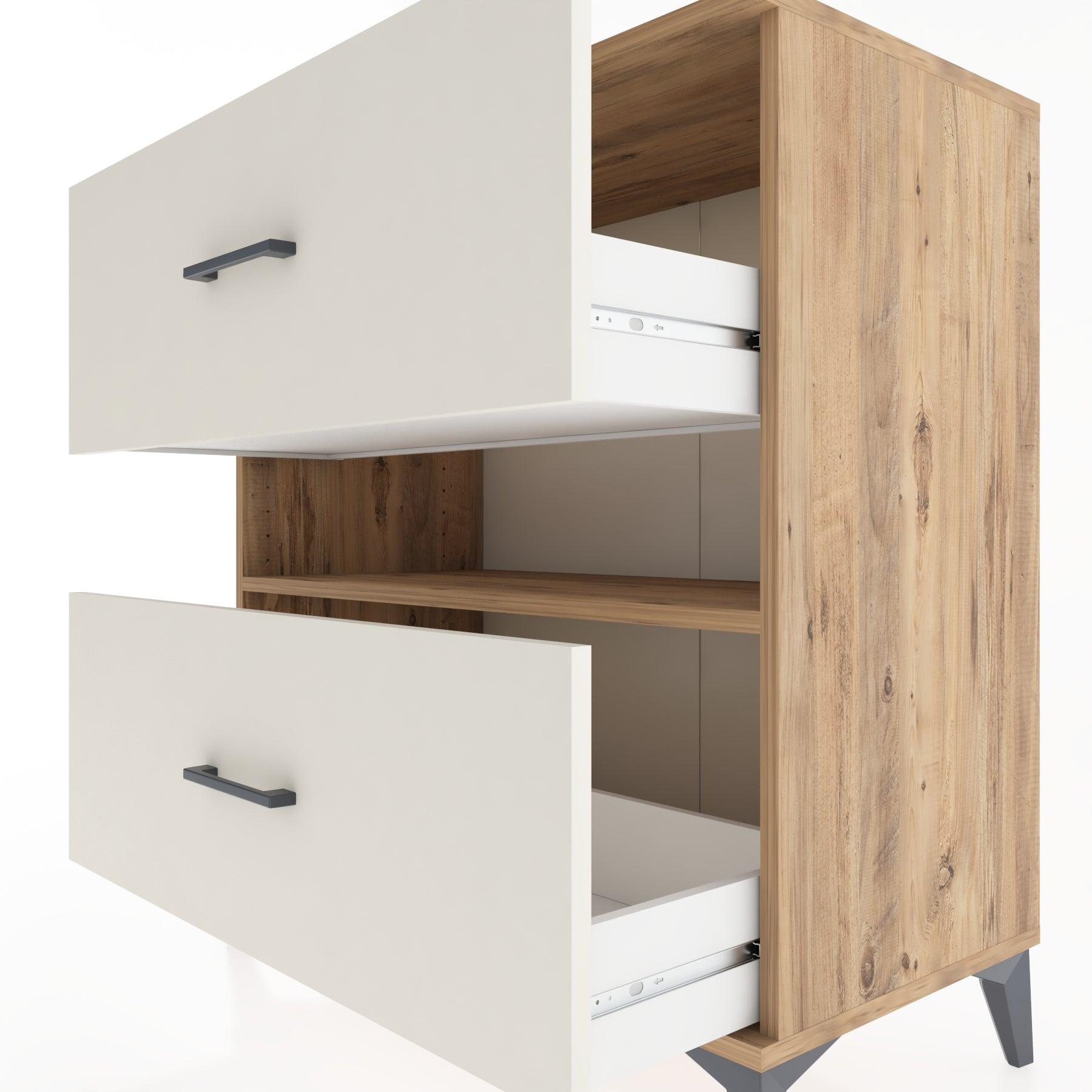 Woodntry Modüler Şifonyer Çam 88x44x84 cm Çekmeceli ve Raflı CR2-3