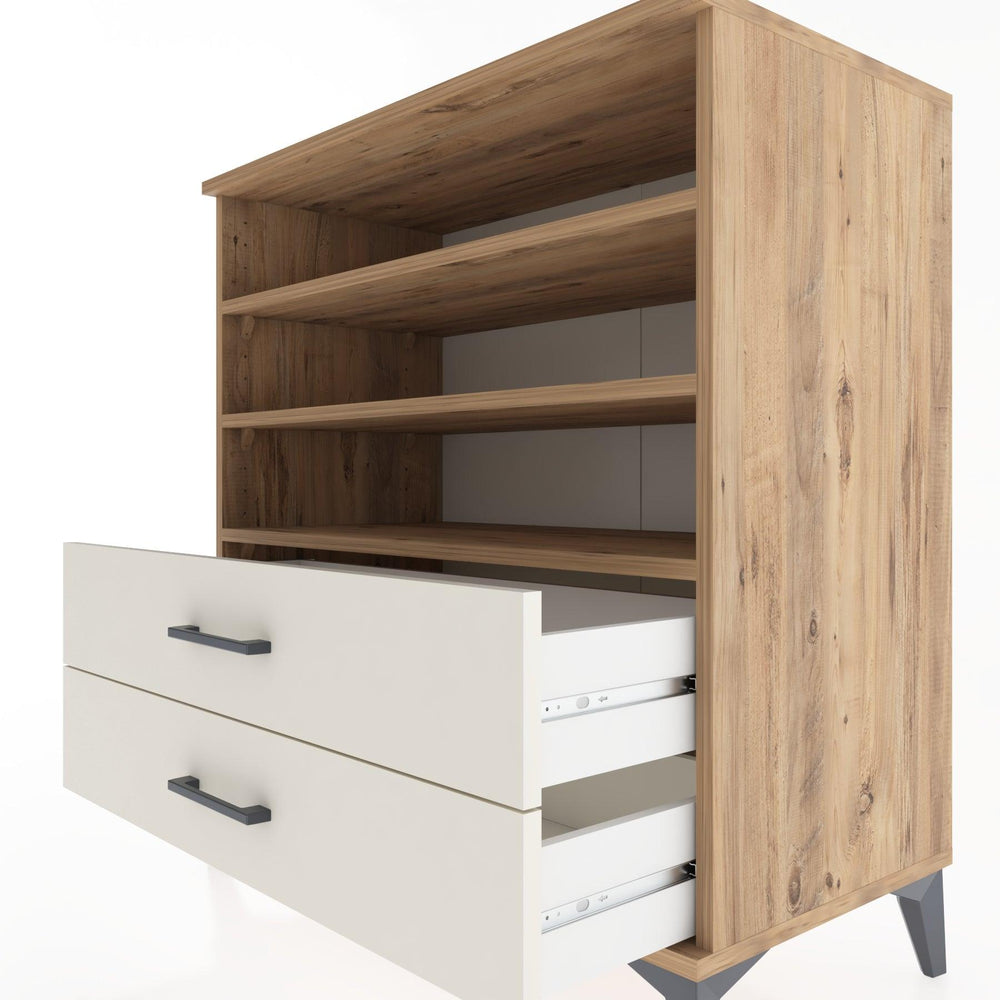 Woodntry Modüler Şifonyer Çam 88x44x84 cm Çekmeceli ve Raflı CR15-3