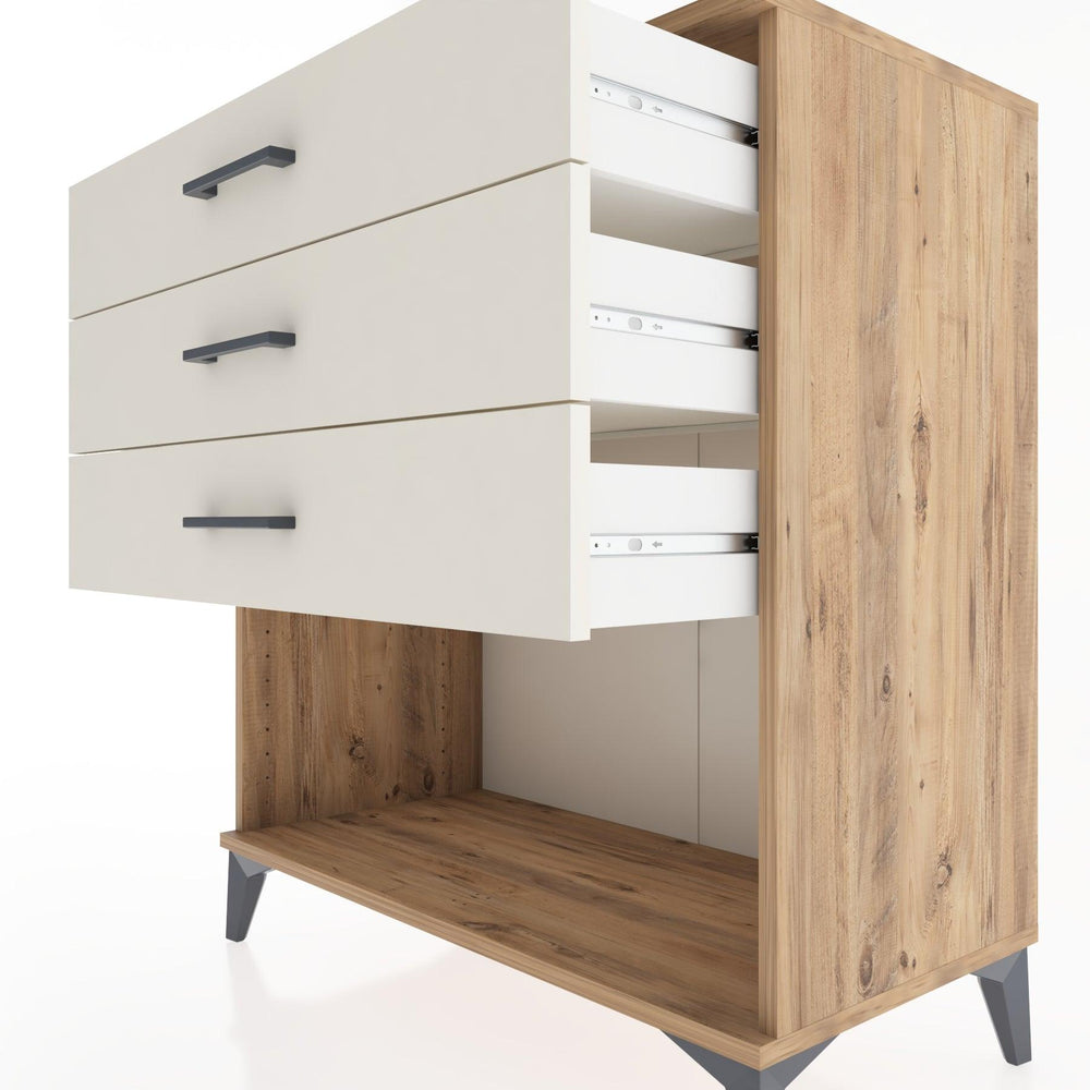 Woodntry Modüler Şifonyer Çam 88x44x84 cm Çekmeceli ve Raflı CR11-3