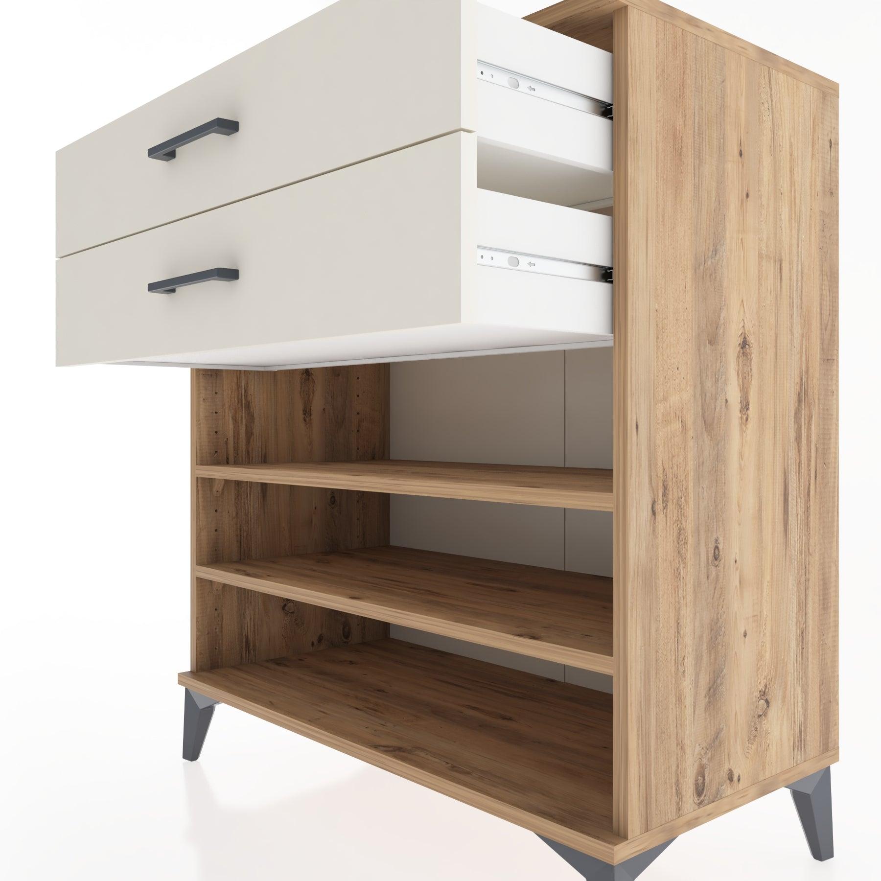 Woodntry Modüler Şifonyer Çam 88x44x84 cm Çekmeceli ve Raflı CR13-3