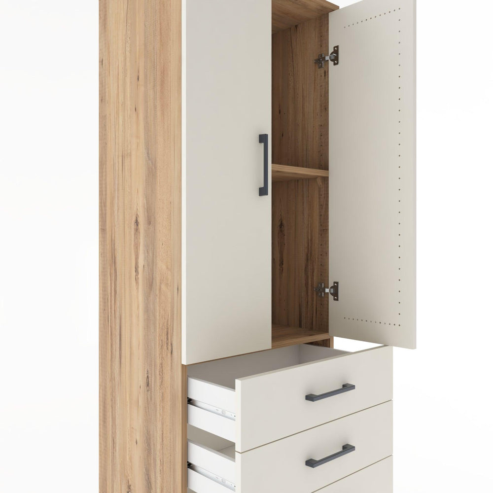 Woodntry Modüler Dolap Çam 60x44x170 cm Kapaklı ve Çekmeceli KC5-3