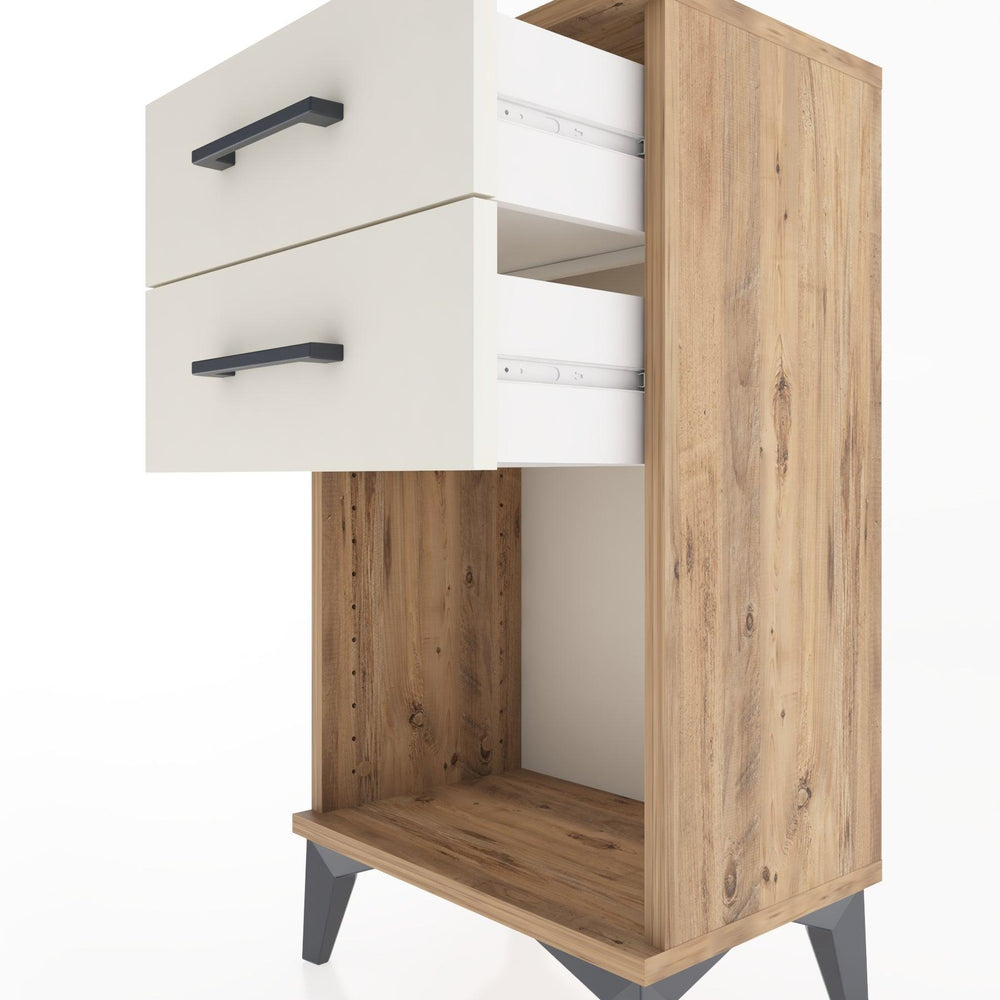 Woodntry Modüler Komodin 2 Çekmece ve Raflı V1 44x30x68 cm Çam - Woodntry