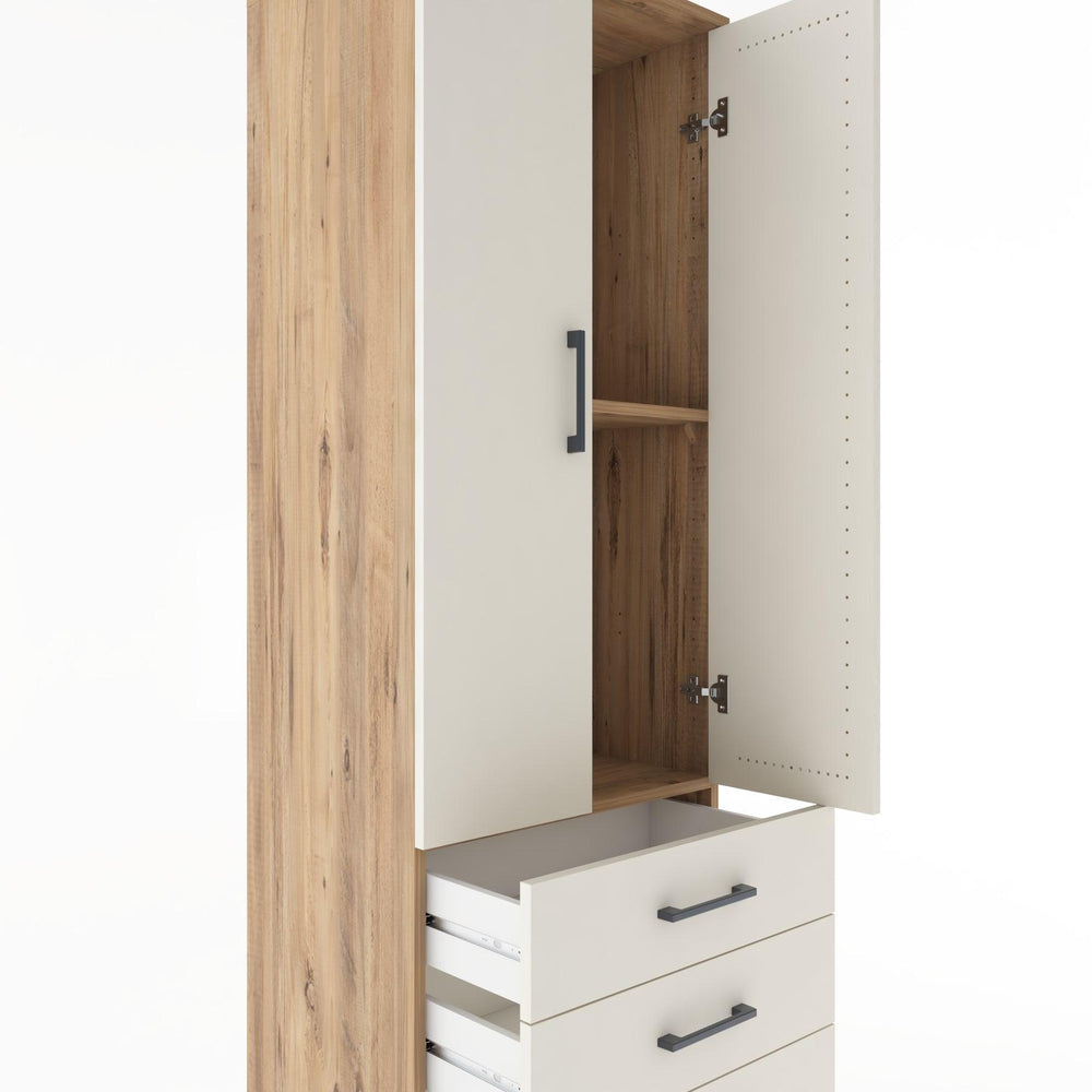 Woodntry Modüler Dolap Çam 60x44x170 cm Kapaklı ve Çekmeceli KC6-3