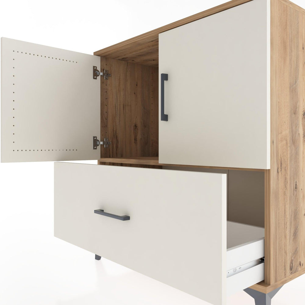 Woodntry Modüler Şifonyer Çam 88x44x84 cm Kapaklı ve Çekmeceli KC48-3