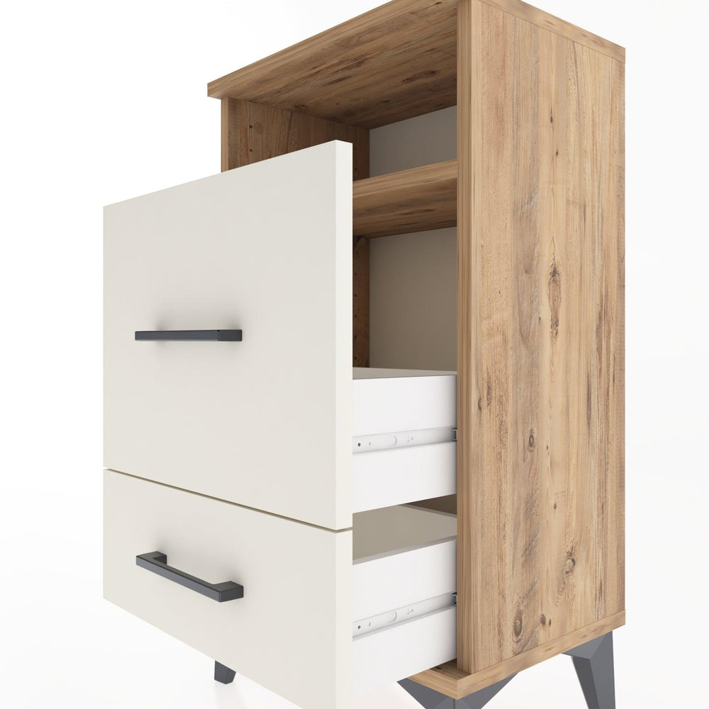 Woodntry Modüler Komodin 2 Çekmece ve Raflı V4 44x30x68 cm Çam - Woodntry