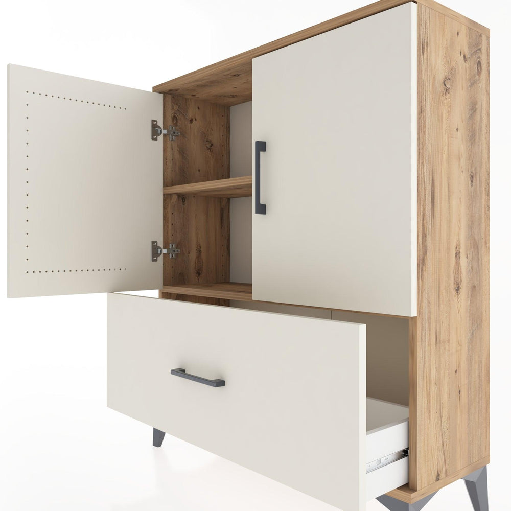 Woodntry Modüler Şifonyer Çam 88x30x94 cm Kapaklı ve Çekmeceli KC10-3