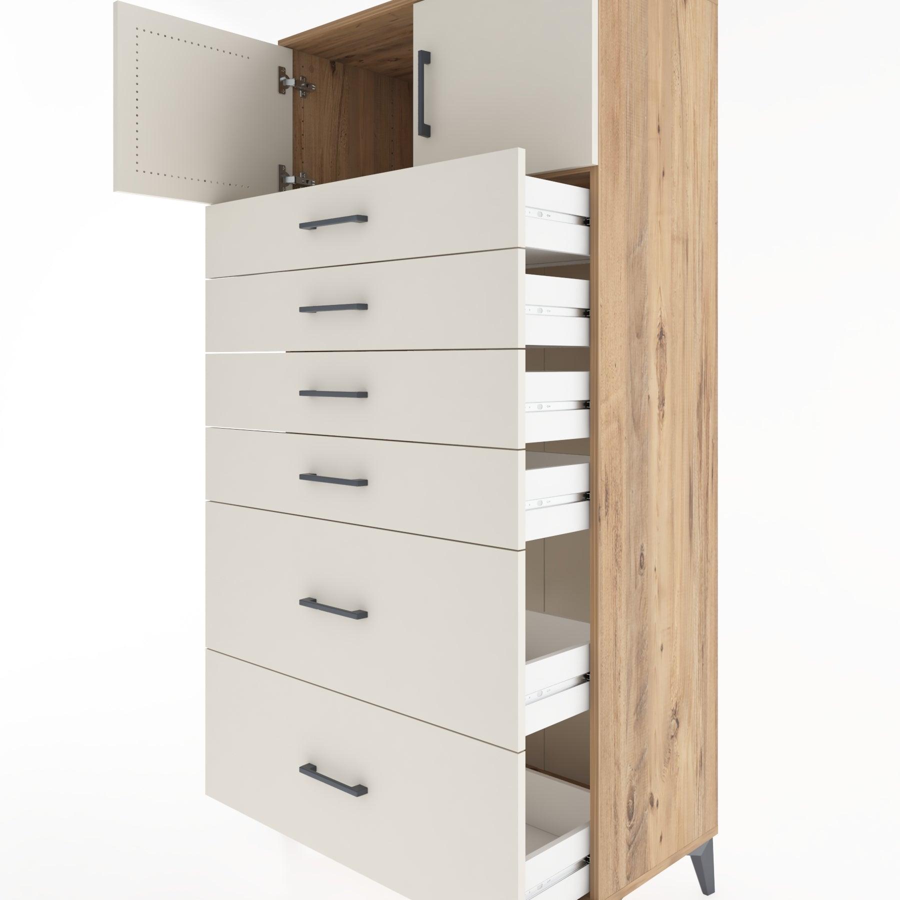 Woodntry Modular Cabinet Pine 88x44x170 cm with Doors and Drawers KC17-3