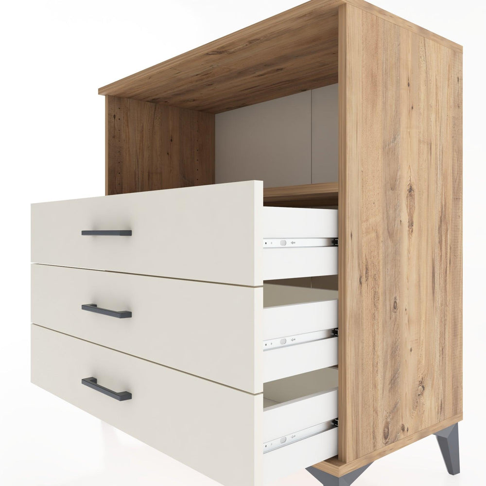 Woodntry Modüler Şifonyer Çam 88x44x84 cm Çekmeceli ve Raflı CR18-3