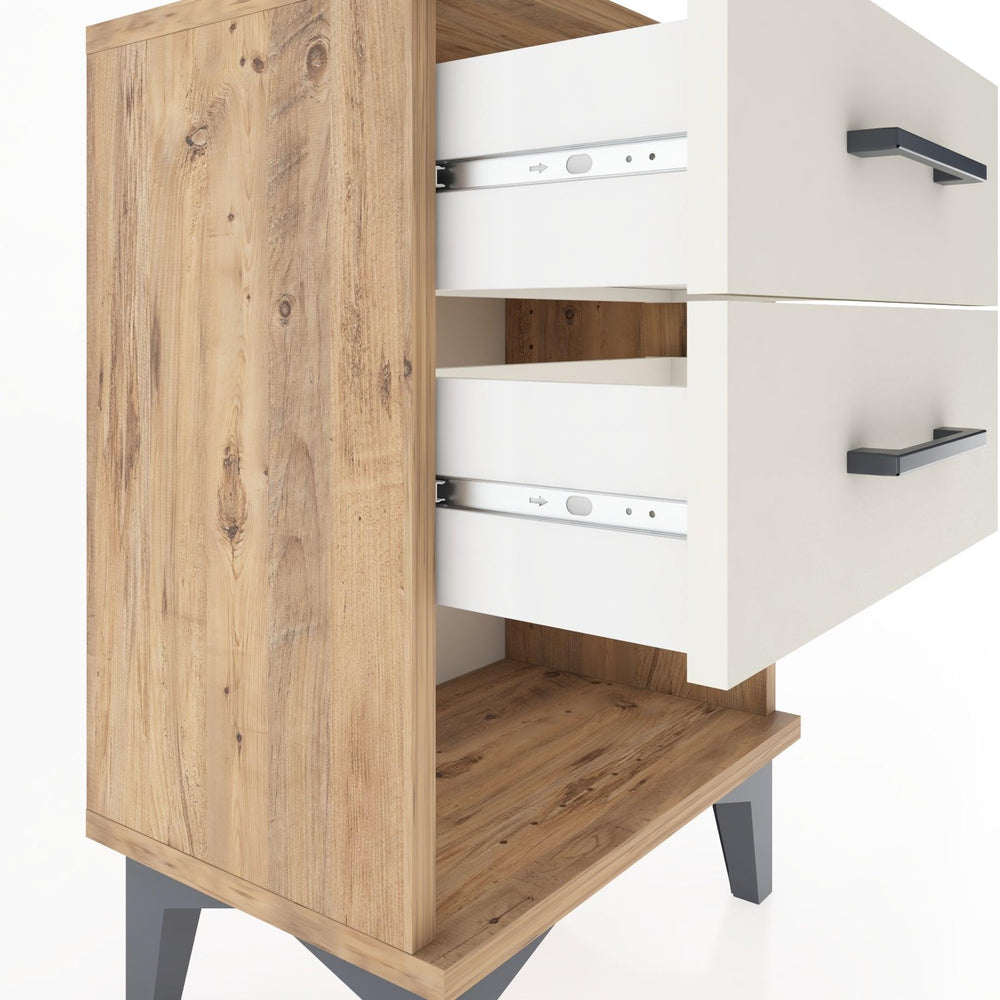 Woodntry Modüler Komodin İki Çekmece ve Raf 44x30x52 cm Çam - Woodntry