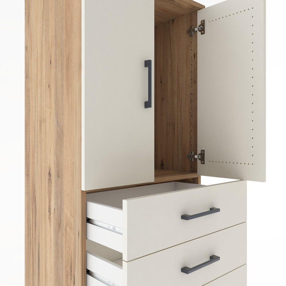 Woodntry Modüler Dolap Çam 60x44x170 cm Kapaklı ve Çekmeceli KC12-3