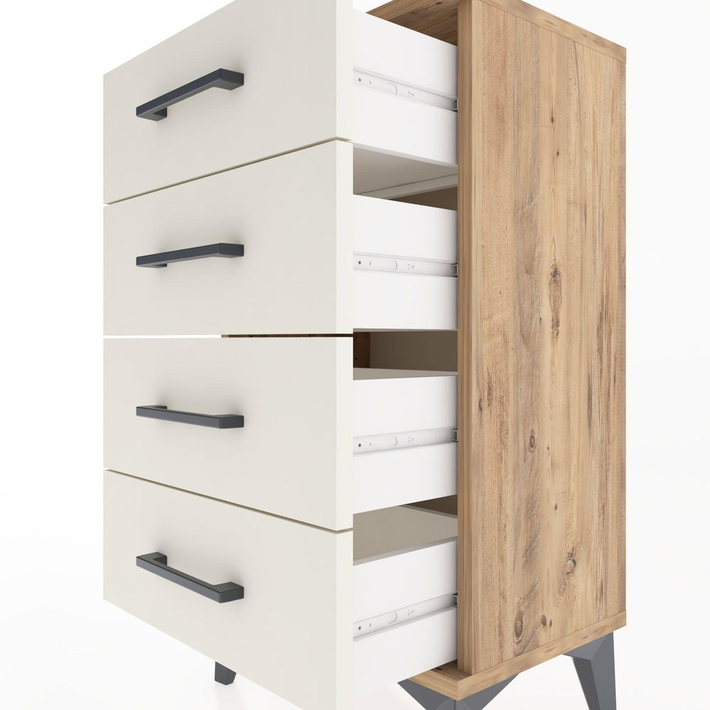 Woodntry Modüler Komodin 4 Çekmeceli 44x30x68 cm Çam - Woodntry