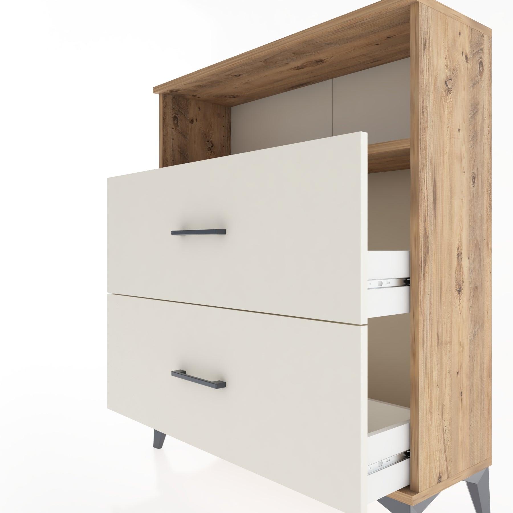 Woodntry Modular Dresser Pine 88x30x94 cm with Drawers and Shelves CR16-3