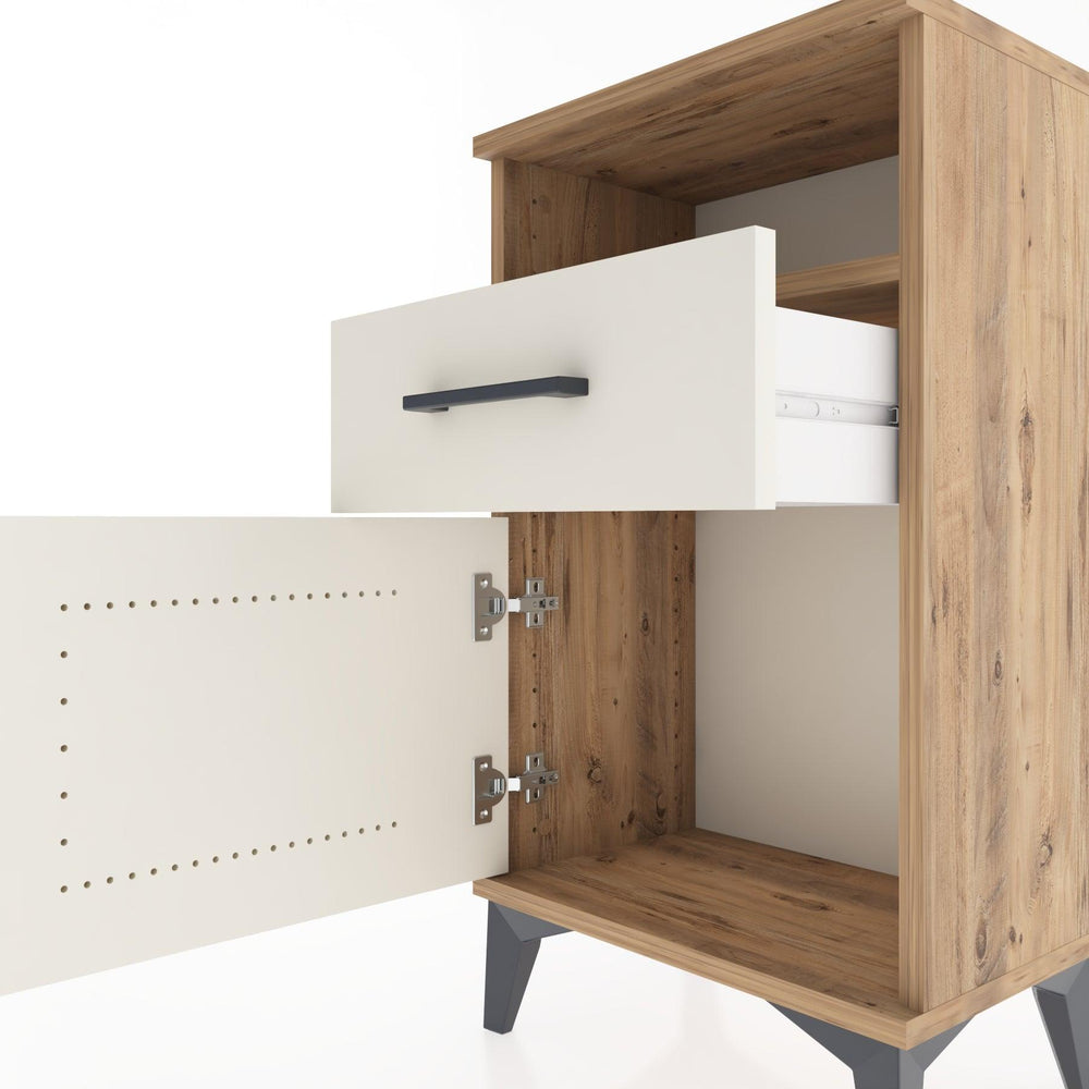 Woodntry Modüler Komodin Raf Çekmece Kapaklı 44x30x68 cm Çam - Woodntry