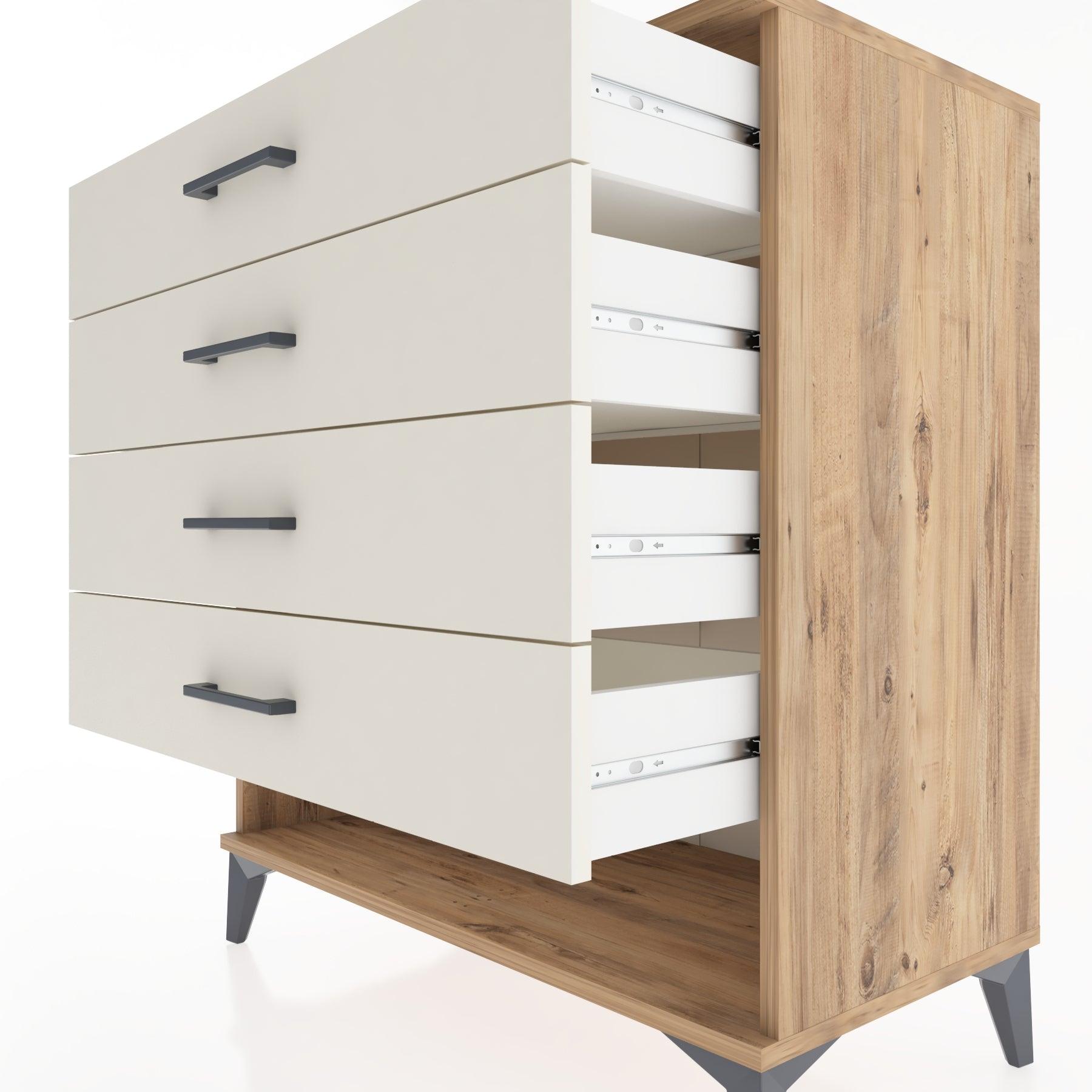 Woodntry Modüler Şifonyer Çam 88x44x84 cm Çekmeceli ve Raflı CR10-3