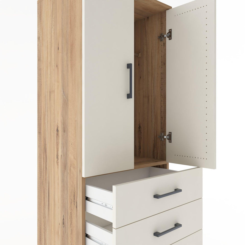 Woodntry Modüler Dolap Çam 60x44x170 cm Kapaklı ve Çekmeceli KC26-3