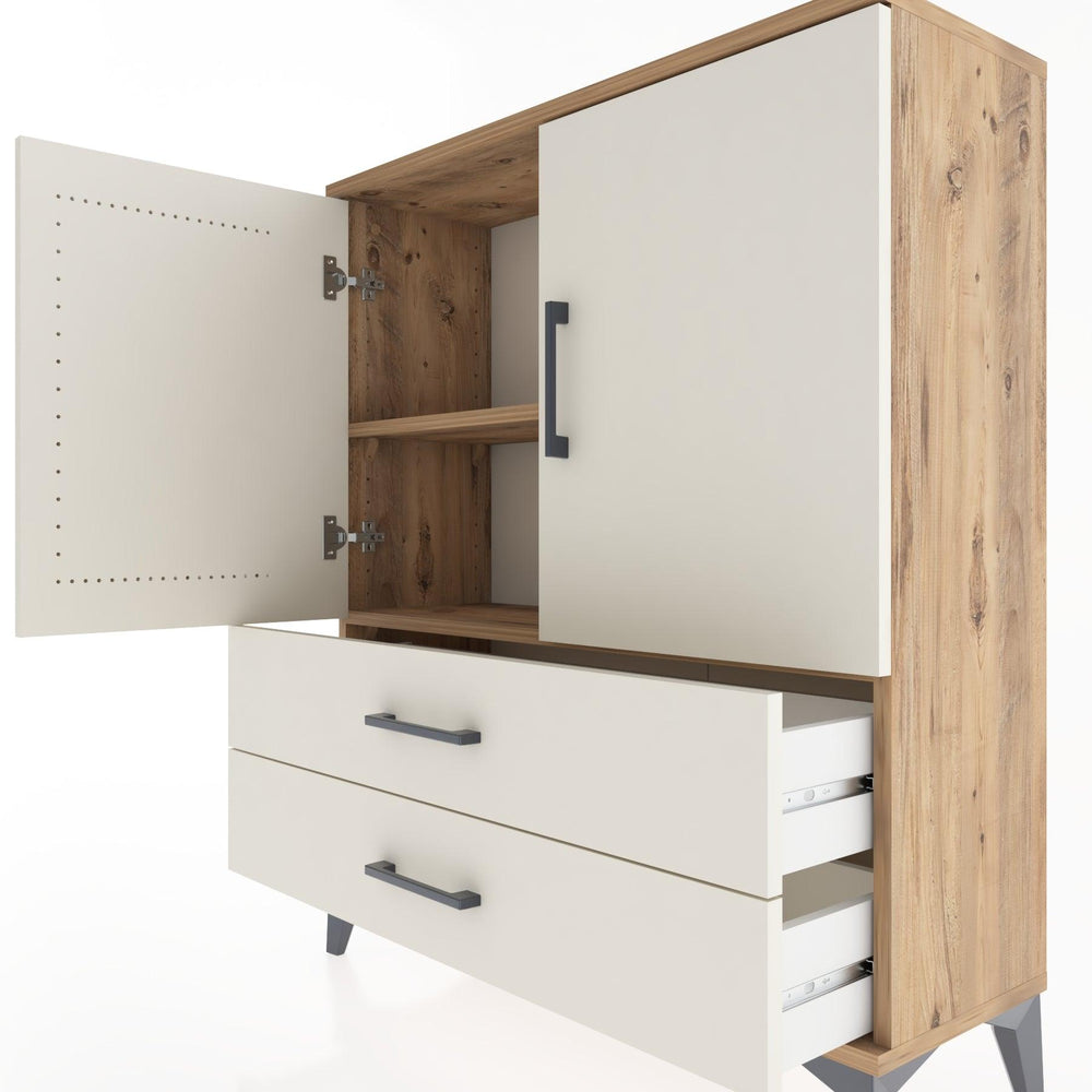 Woodntry Modüler Şifonyer Çam 88x30x94 cm Kapaklı ve Çekmeceli KC6-3