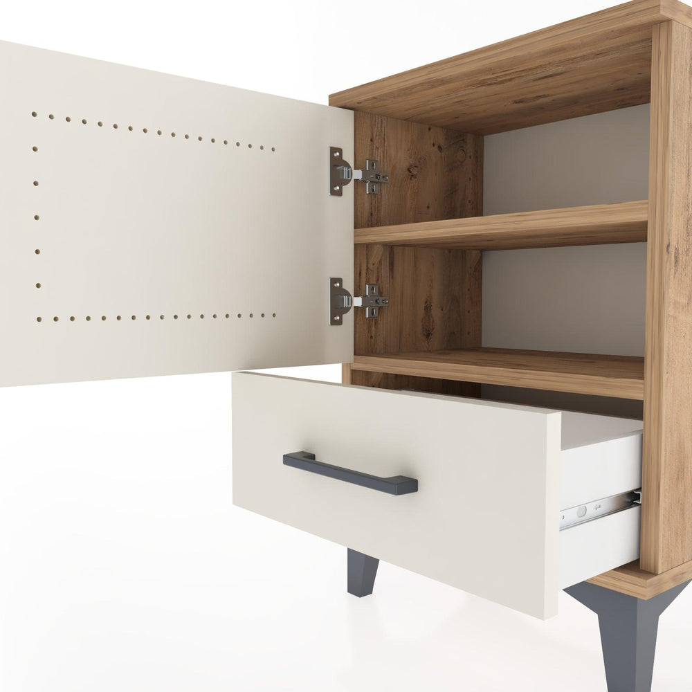 Woodntry Modüler Komodin Kapak ve Çekmeceli 44x30x52 cm Çam - Woodntry