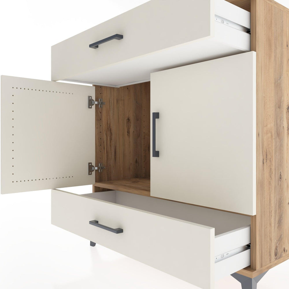 Woodntry Modüler Şifonyer Çam 88x44x84 cm Kapaklı ve Çekmeceli KC60-3