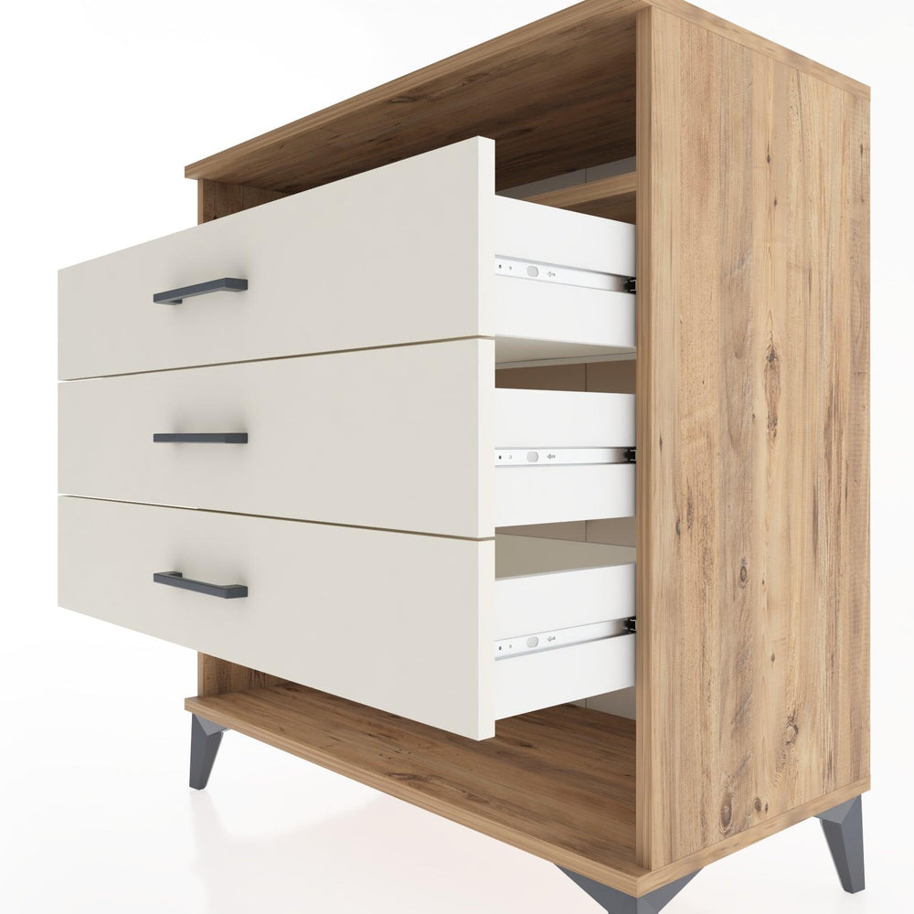 Woodntry Modüler Şifonyer Çam 88x44x84 cm Çekmeceli ve Raflı CR20-3