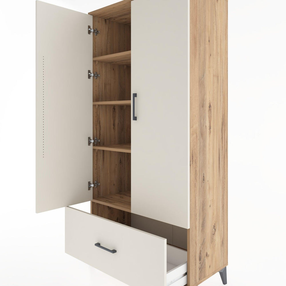 Woodntry Modüler Dolap Çam 88x44x170 cm Kapaklı ve Çekmeceli KC16-3