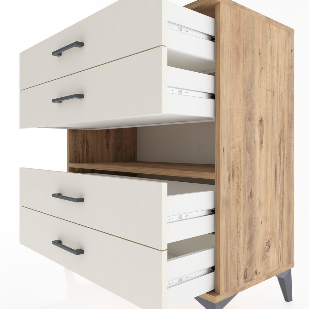 Woodntry Modular Dresser Pine 88x44x84 cm with Drawers and Shelves CR21-3