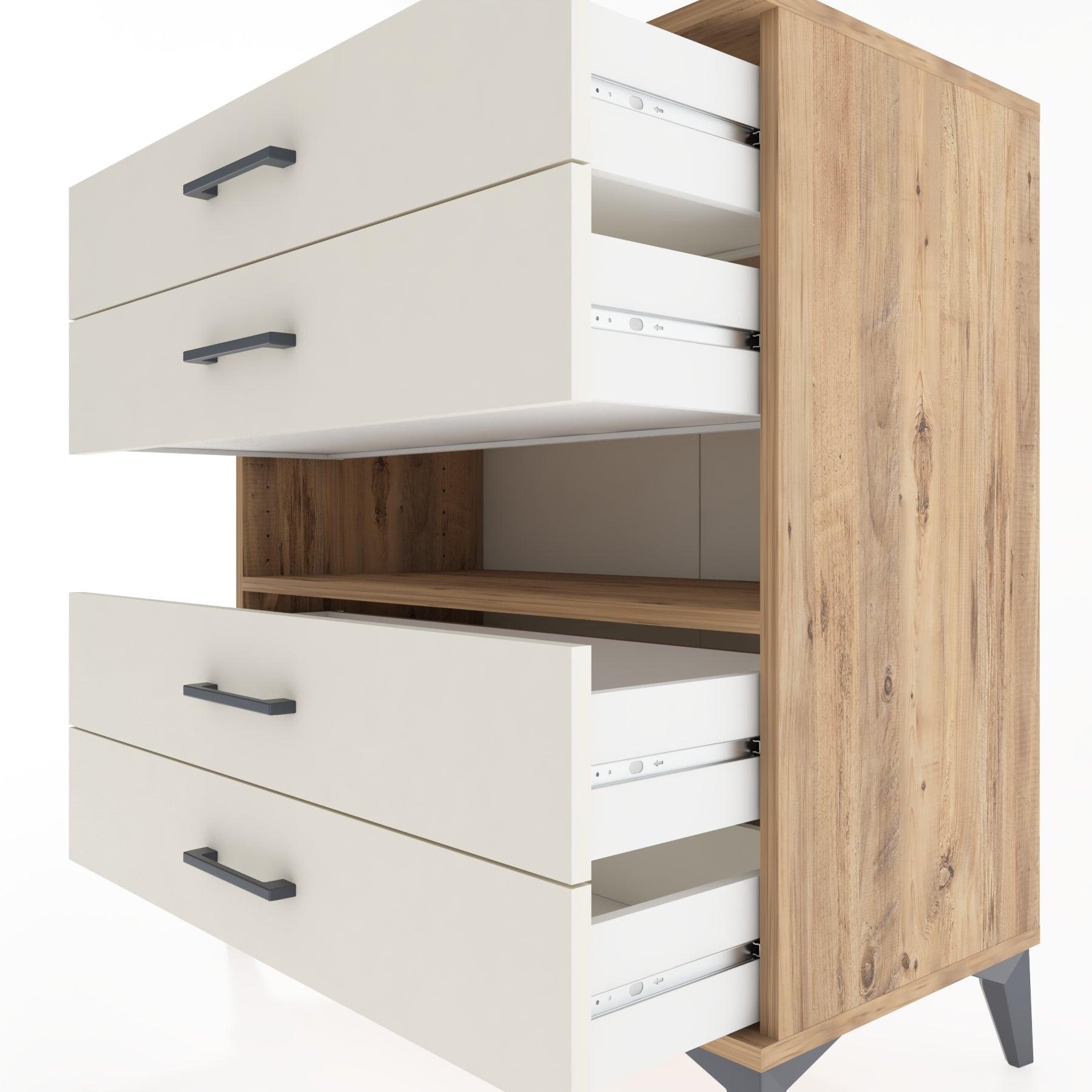 Woodntry Modular Dresser Pine 88x44x84 cm with Drawers and Shelves CR21-3