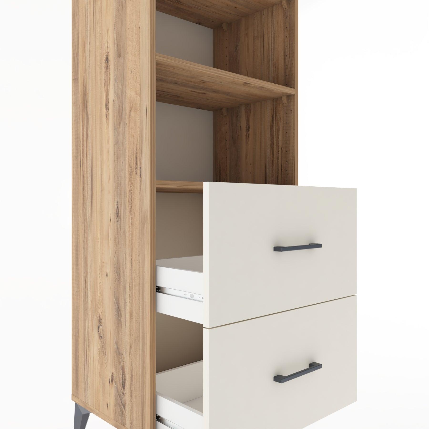 Woodntry Modüler Dolap Çam 60x44x170 cm Çekmeceli ve Raflı CR48-3