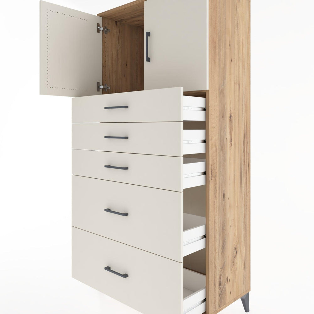 Woodntry Modular Cabinet Pine 88x44x170 cm with Doors and Drawers KC18-3