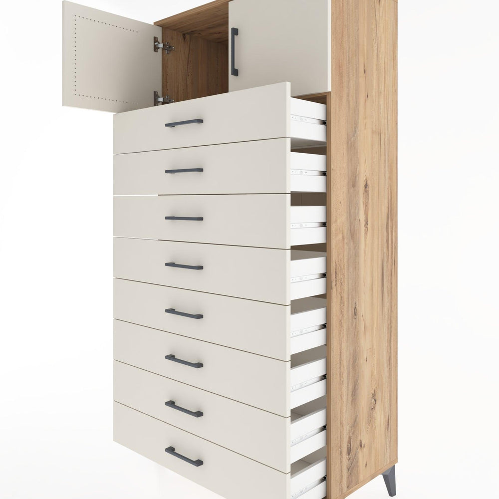 Woodntry Modüler Dolap Çam 88x44x170 cm Kapaklı ve Çekmeceli KC1-3