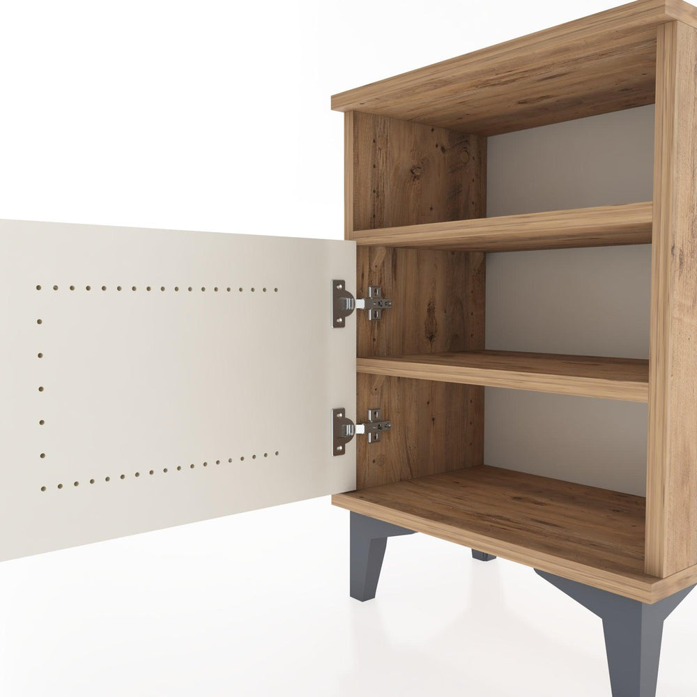 Woodntry Modüler Komodin Raf ve Tek Kapaklı 44x30x52 cm Çam - Woodntry