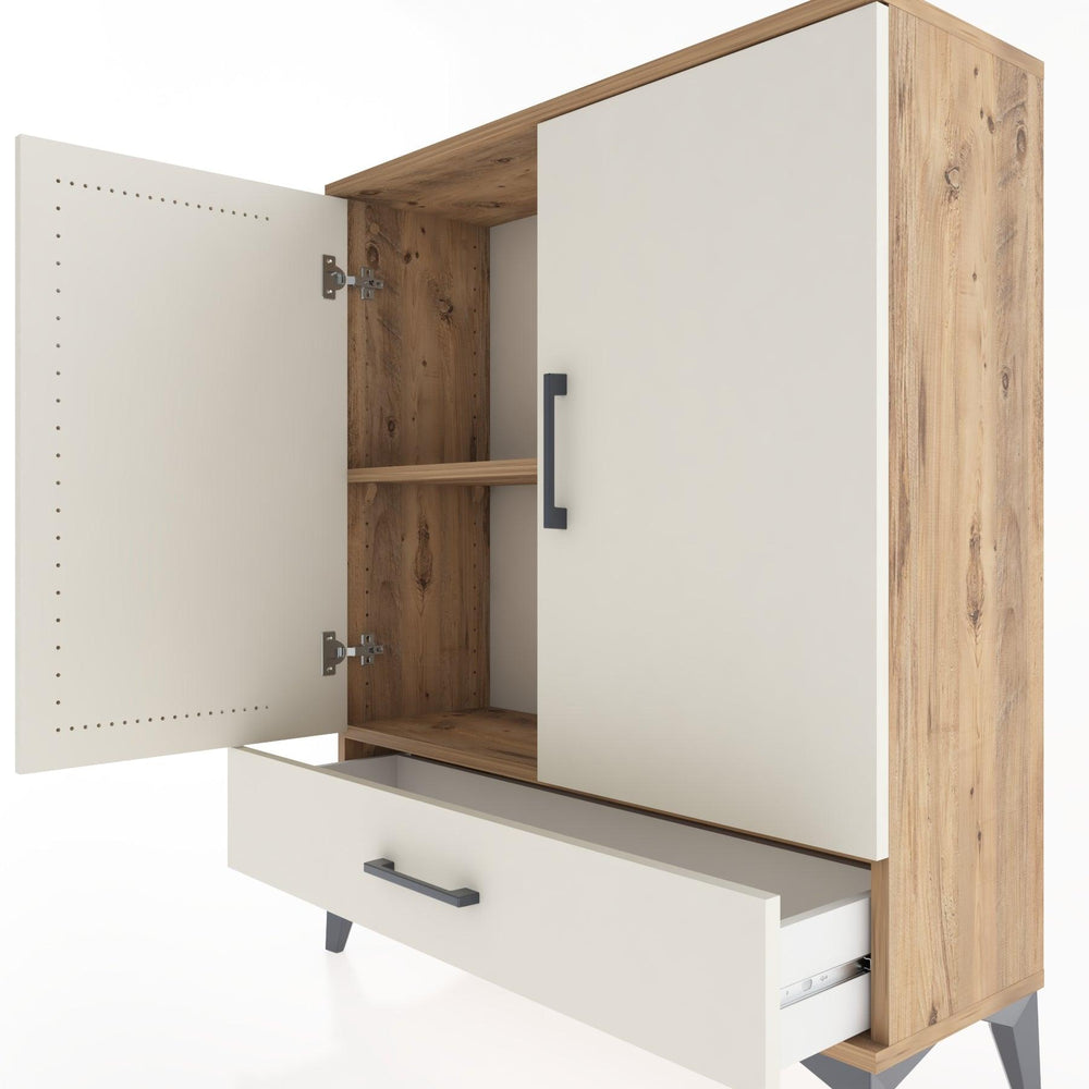 Woodntry Modüler Şifonyer Çam 88x30x94 cm Kapaklı ve Çekmeceli KC2-3