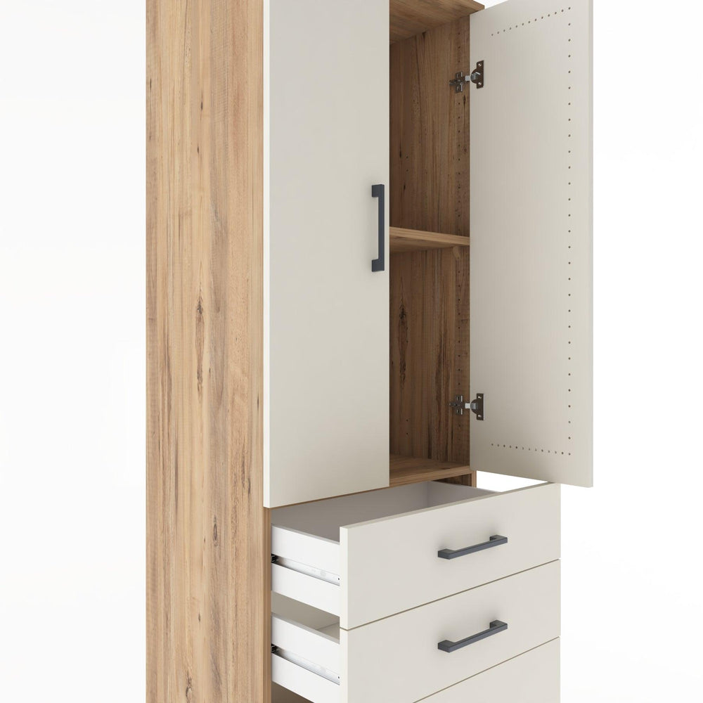 Woodntry Modüler Dolap Çam 60x44x170 cm Kapaklı ve Çekmeceli KC14-3