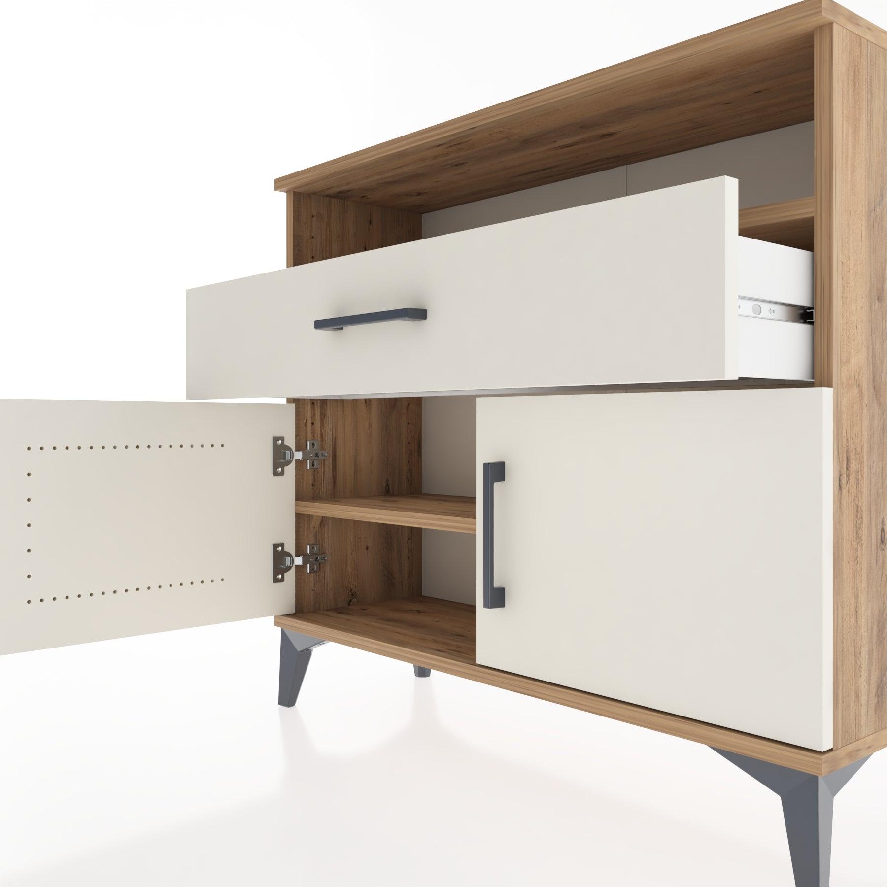 Woodntry Modüler Şifonyer Kapak Raf Çekmeceli 88x30x68 cm Çam - Woodntry