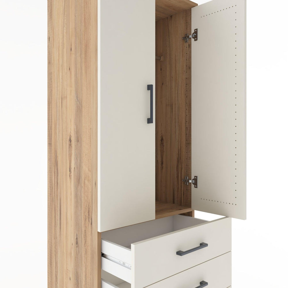 Woodntry Modüler Dolap Çam 60x44x170 cm Kapaklı ve Çekmeceli KC27-3