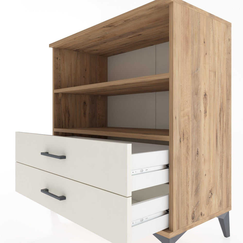 Woodntry Modüler Şifonyer Çam 88x44x84 cm Çekmeceli ve Raflı CR16-3