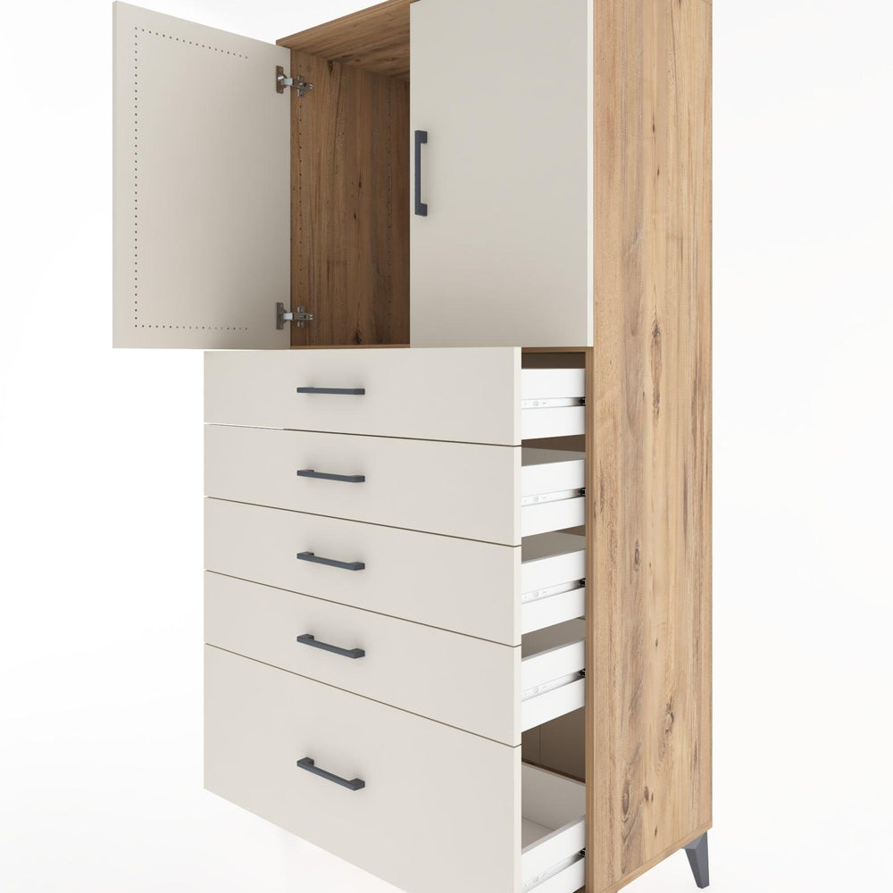 Woodntry Modular Cabinet Pine 88x44x170 cm with Doors and Drawers KC12-3