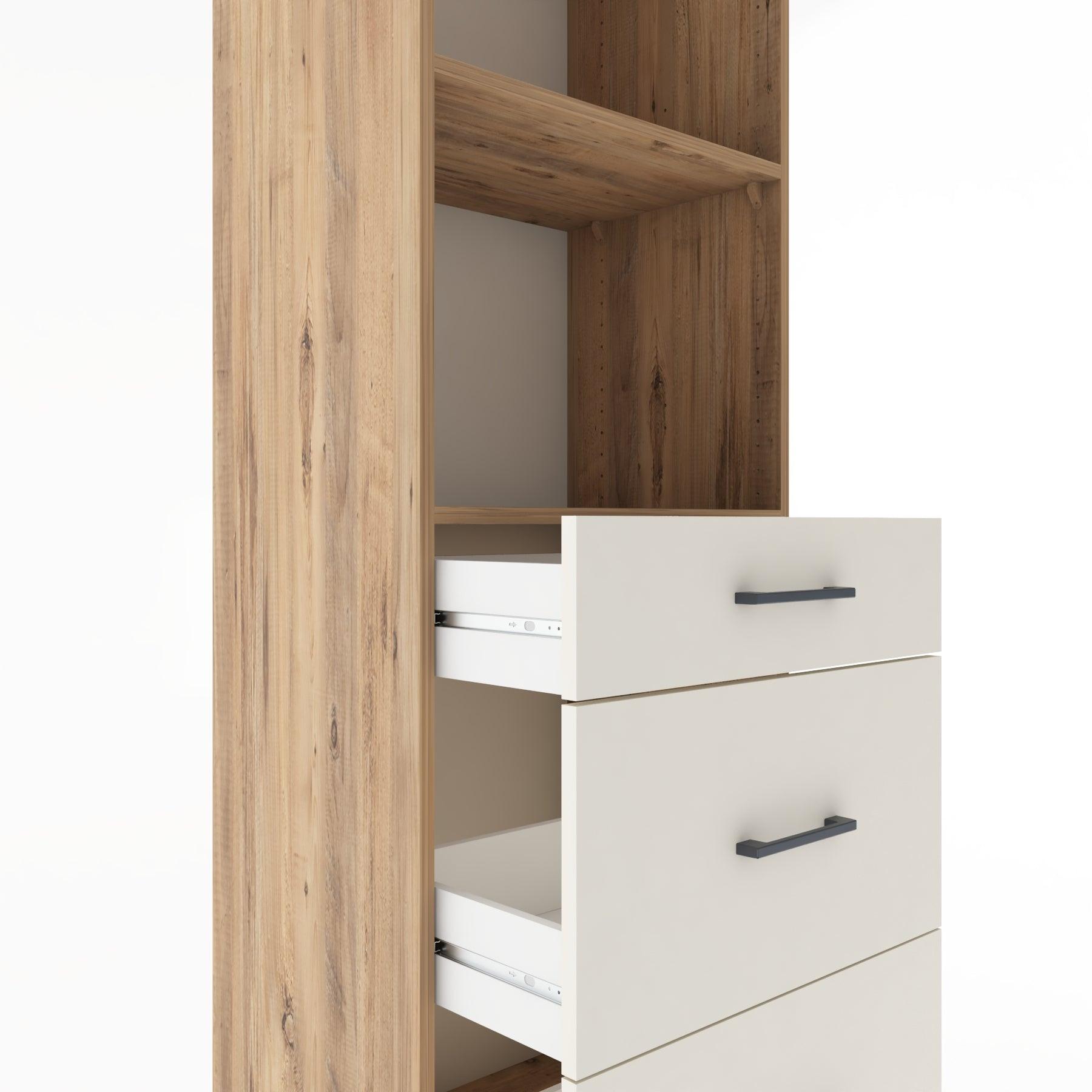 Woodntry Modüler Dolap Çam 60x44x170 cm Çekmeceli ve Raflı CR47-3